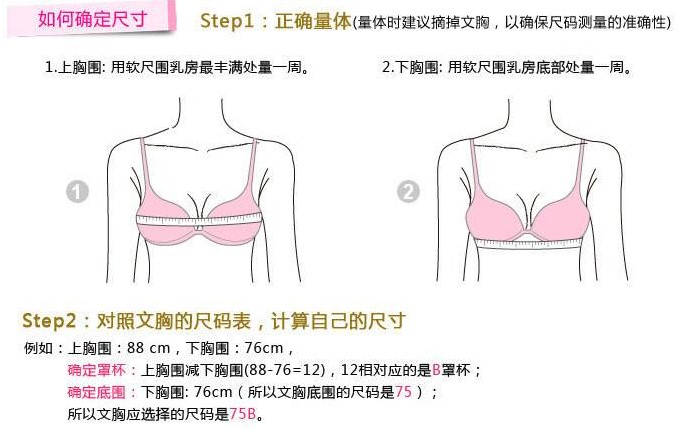 胸围测量确定罩杯方法