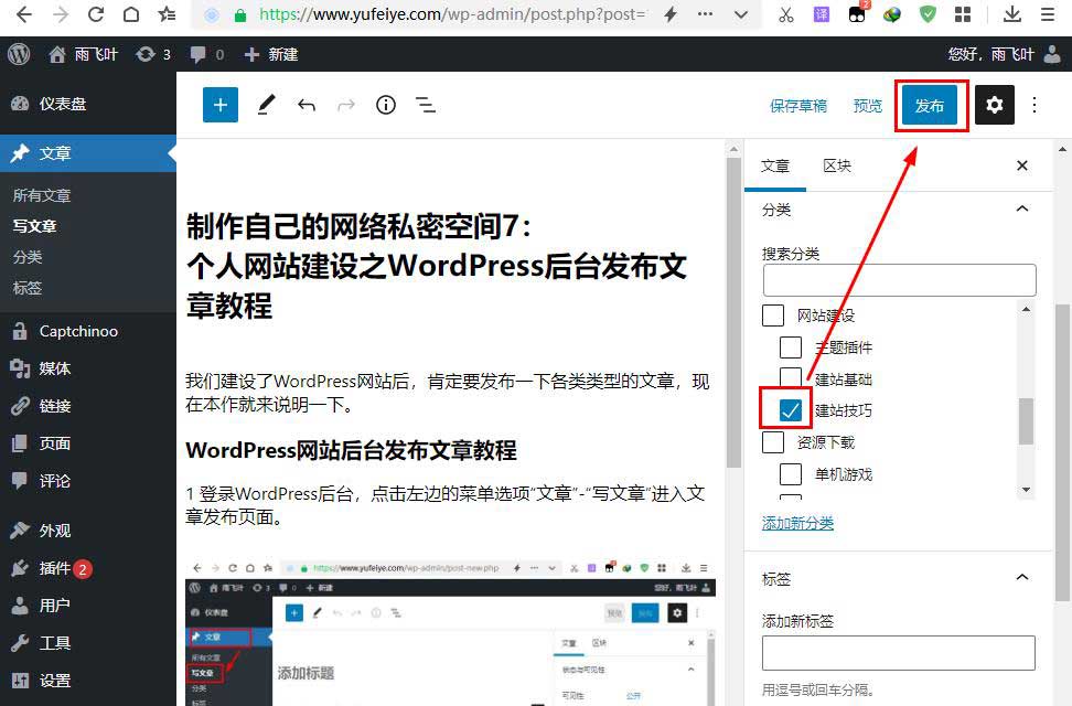 WordPress发布文章步骤5