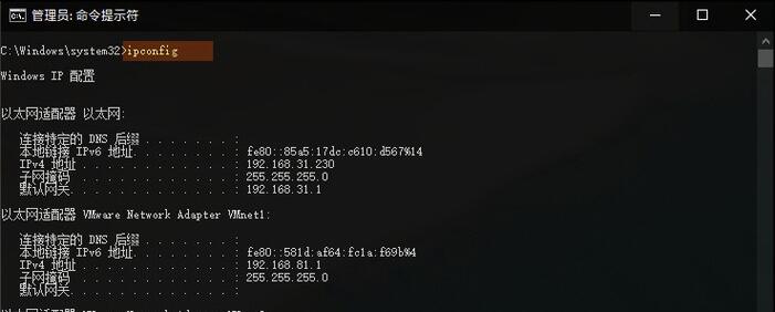 ipconfig查询本机IP地址信息